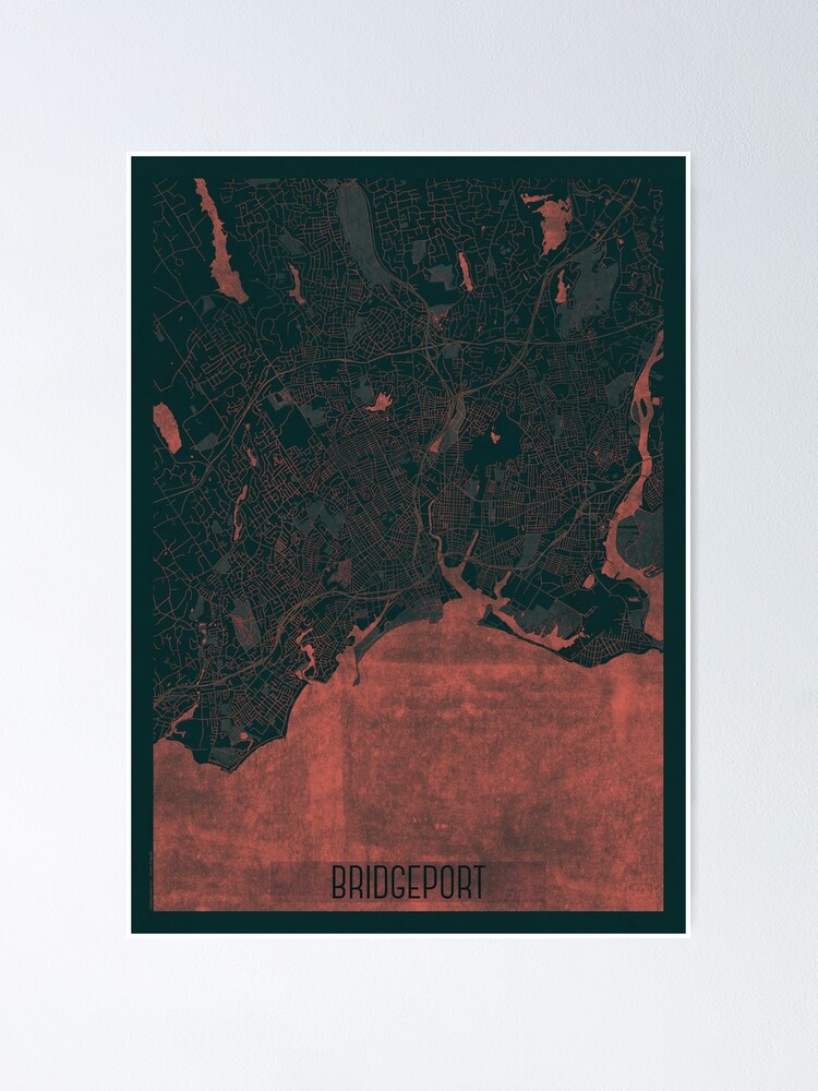 Thumbnail 2 of 3, Poster, Bridgeport Map Red designed and sold by HubertRoguski.