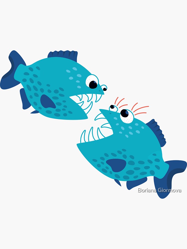 piranha fish drawing comic symbol illustration fun' Sticker