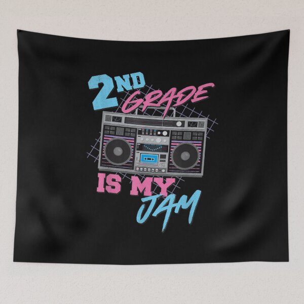 Item preview, 2nd grade is my jam vintage 80s boombox teacher student designed and sold by AgnesGeller.