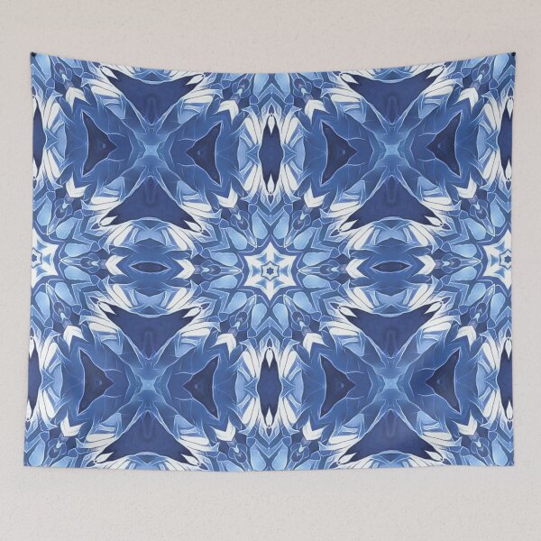 Item preview,  snowflake style pattern and design hexagonal kaleidoscopic style in shades of BLUE designed and sold by mister-john.