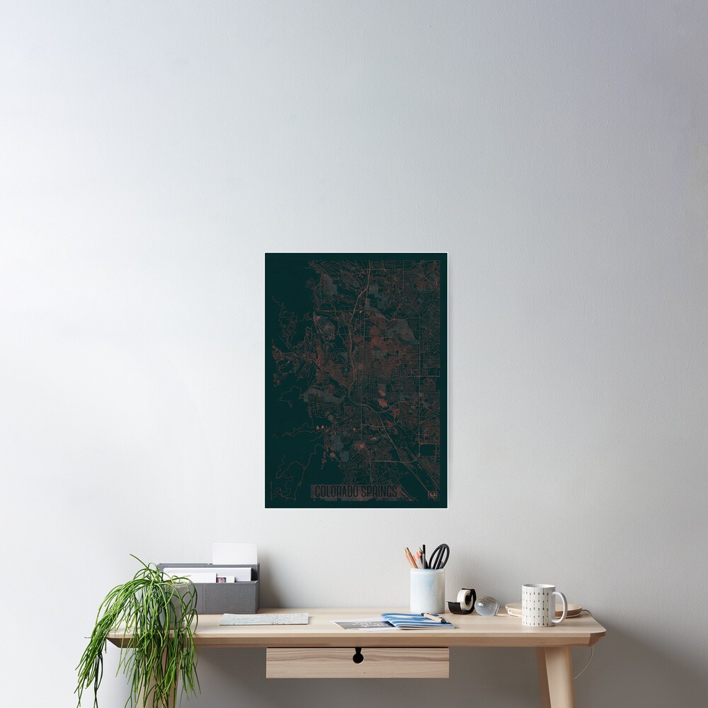 Colorado Springs Map Red Poster