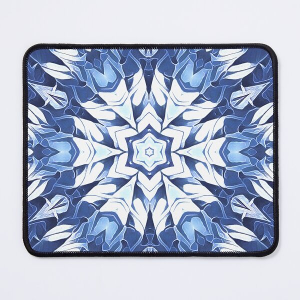 Item preview, geometric snowflake pattern and design hexagonal kaleidoscopic style in shades of BLUE designed and sold by mister-john.