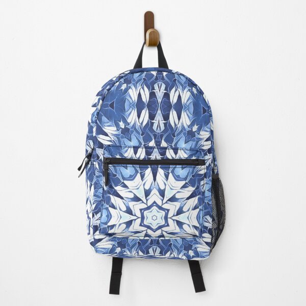 Item preview, geometric snowflake pattern and design hexagonal kaleidoscopic style in shades of BLUE designed and sold by mister-john.