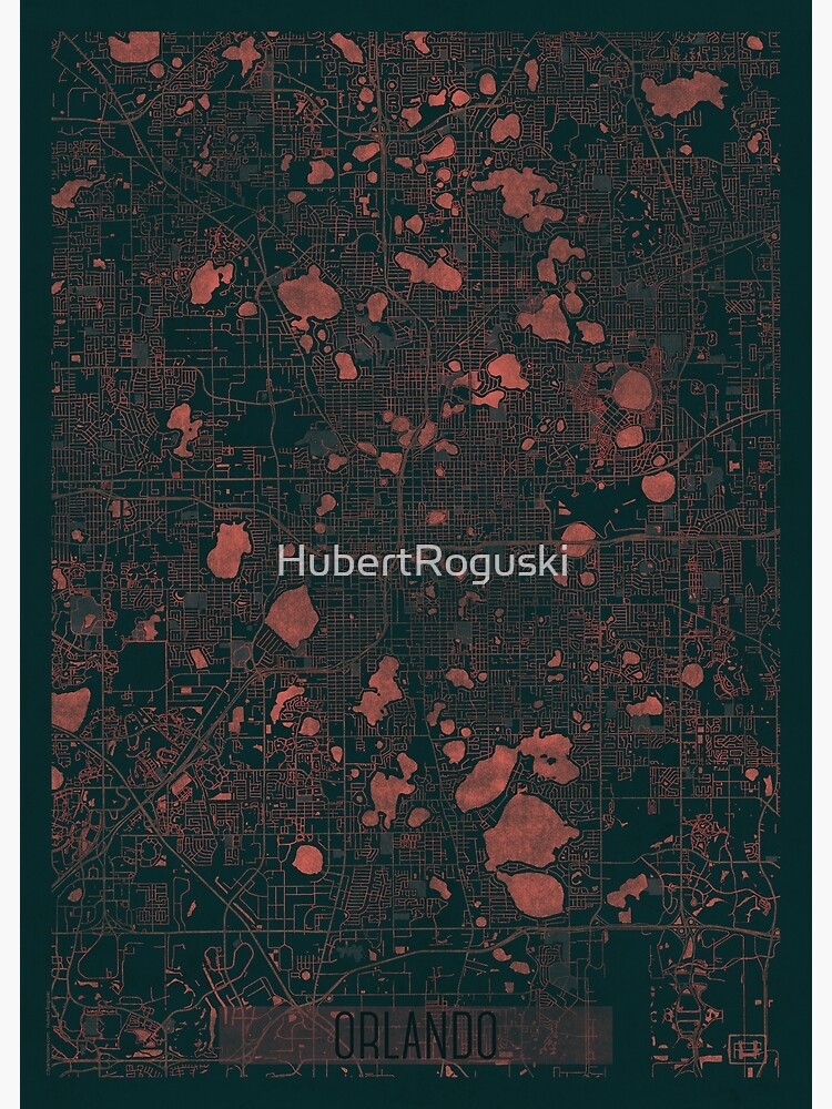 Thumbnail 3 of 3, Poster, Orlando Map Red designed and sold by HubertRoguski.