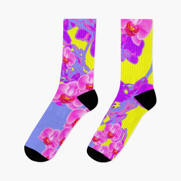 Item preview,   PINK, PURPLE ORCHIDS BLUE-YELLOW PATTERN ART designed and sold by sharlesart.