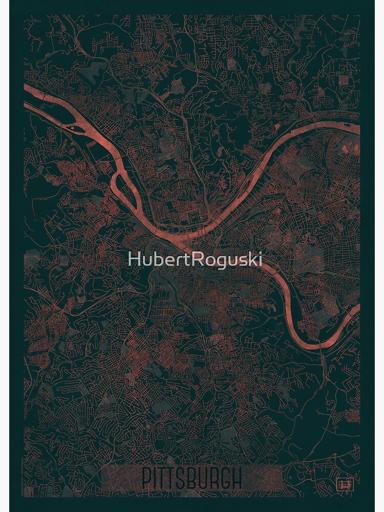 Pittsburgh Map Red by HubertRoguski