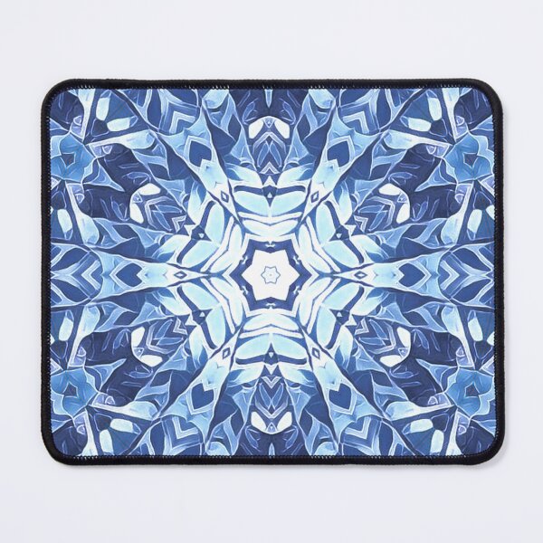Item preview, pure geometric snowflake pattern and design hexagonal kaleidoscopic style in shades of BLUE designed and sold by mister-john.