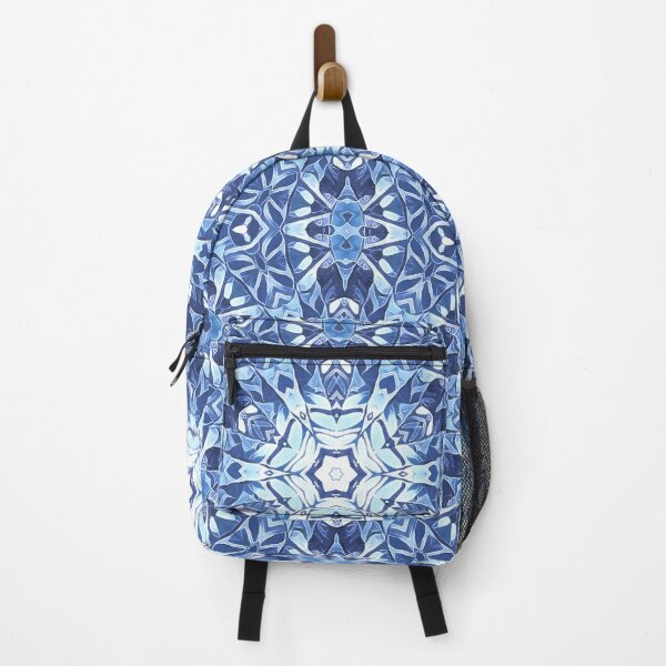 Item preview, pure geometric snowflake pattern and design hexagonal kaleidoscopic style in shades of BLUE designed and sold by mister-john.