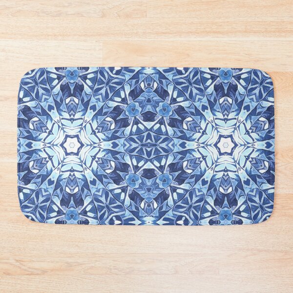 Item preview, pure geometric snowflake pattern and design hexagonal kaleidoscopic style in shades of BLUE designed and sold by mister-john.