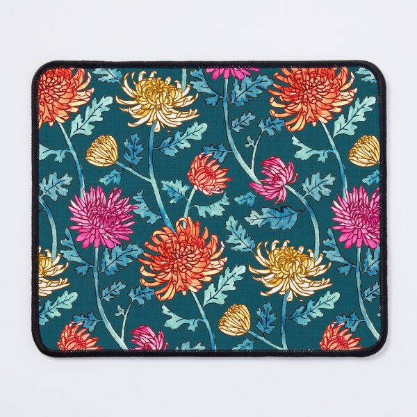 Item preview, Chrysanthemum Watercolor & Pen Pattern - Navy designed and sold by TigaTiga.