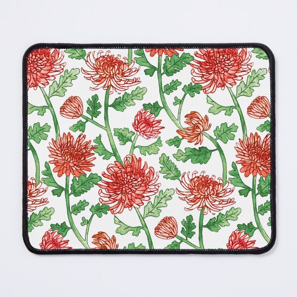 Item preview, Red Chrysanthemum Watercolor & Pen Pattern  designed and sold by TigaTiga.