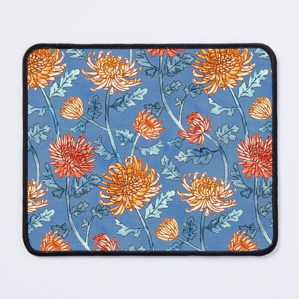 Item preview, Chrysanthemum Watercolor & Pen Pattern - Cornflower Blue  designed and sold by TigaTiga.