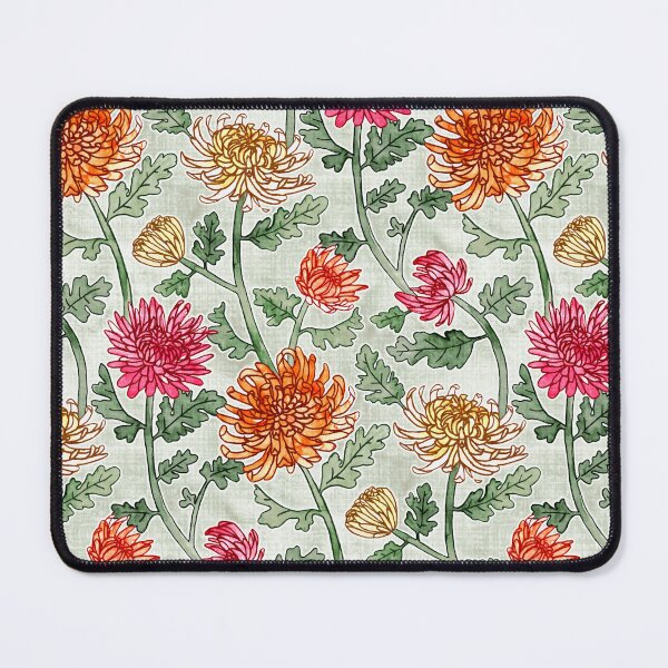 Item preview, Chrysanthemum Watercolor & Pen Pattern - Warm Sage designed and sold by TigaTiga.