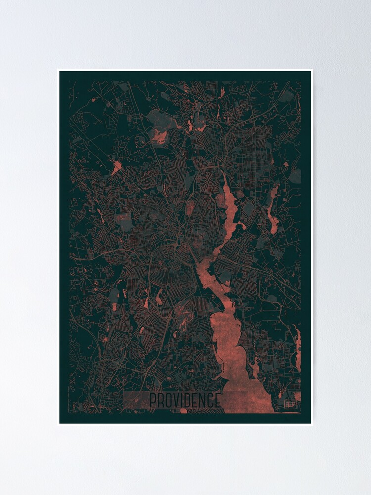 Alternate view of Providence Map Red Poster