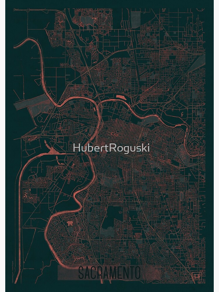 Sacramento Map Red by HubertRoguski