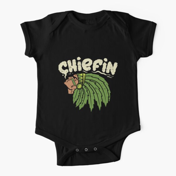 Chiefin Weed Smoking Funny 420 Cannabis Pot THC Smoker Gift Short Sleeve Baby One-Piece