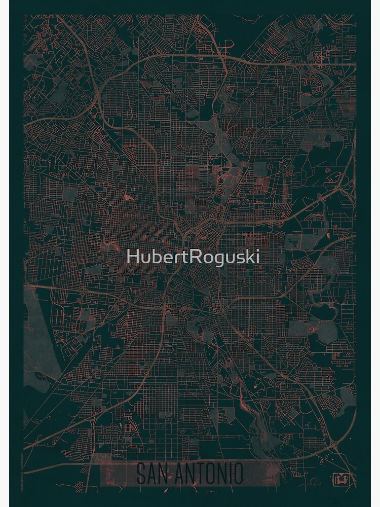 San Antonio Map Red by HubertRoguski