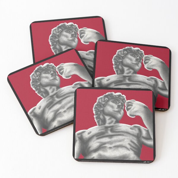 Item preview, Michelangelo’s David Sculpture (Red Background) designed and sold by EN Tattoos & Designs.