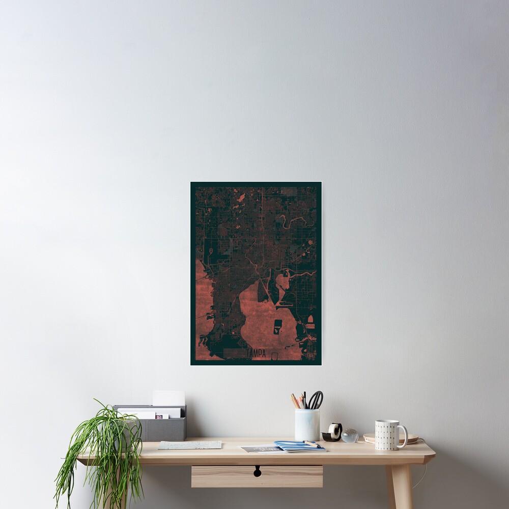 Tampa Map Red Poster