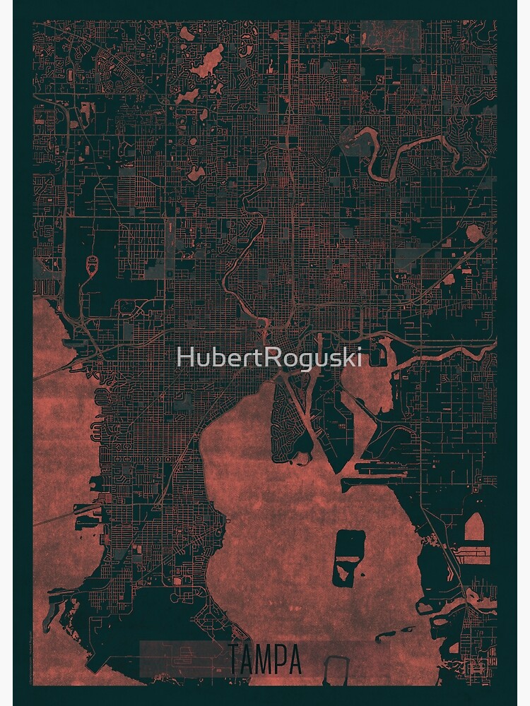 Tampa Map Red by HubertRoguski