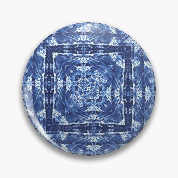 Item preview, geometric square composition pattern and design hexagonal kaleidoscopic style in shades of BLUE designed and sold by mister-john.