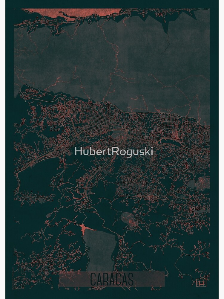Caracas Map Red by HubertRoguski