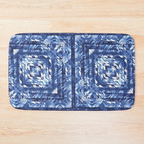 Item preview, geometric square composition pattern and design in shades of BLUE designed and sold by mister-john.