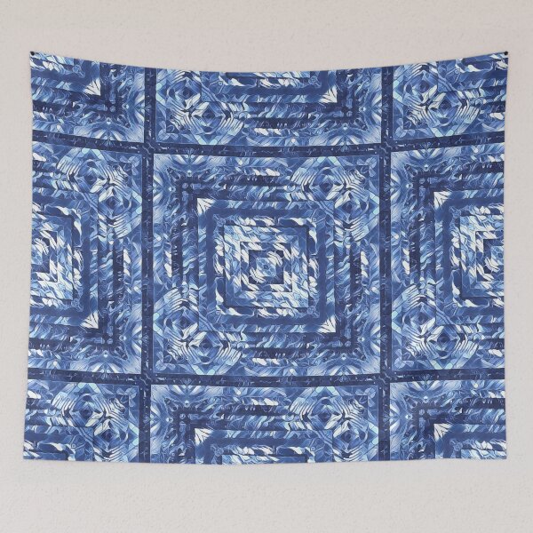 Item preview, geometric square composition pattern and design in shades of BLUE designed and sold by mister-john.