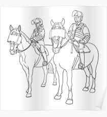 London Metropolitan Horse Cops - Black and White Poster