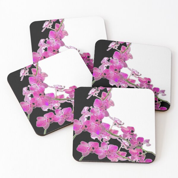Item preview,    PURPLE ORCHIDS FLOWER PATTERN BLACK-WHITE ART designed and sold by sharlesart.