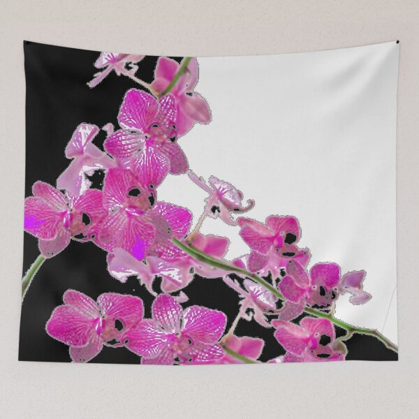 Item preview,    PURPLE ORCHIDS FLOWER PATTERN BLACK-WHITE ART designed and sold by sharlesart.