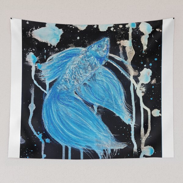 Item preview, Blue Splatter Drip Betta designed and sold by PaintedPuffer.