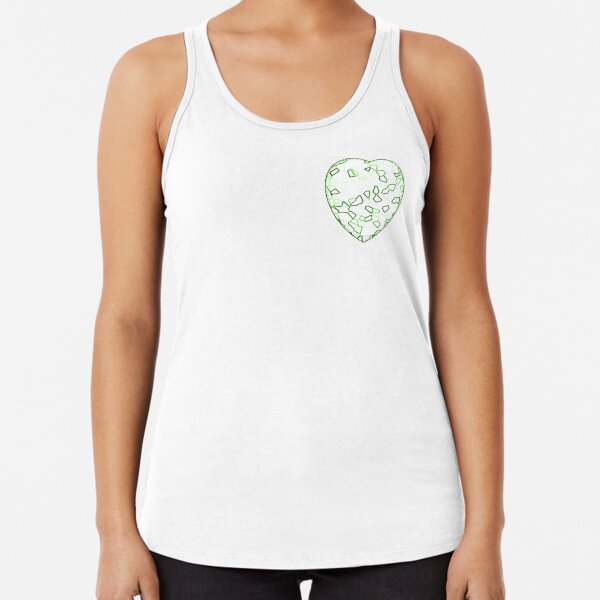 Stylised Green & White Heart Racerback Tank Top