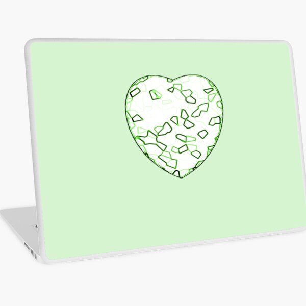 Stylised Green & White Heart Laptop Skin