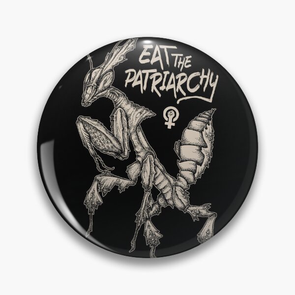 Item preview, Eat the Patriarchy Punk Ghost Mantis feminist ink illustration  designed and sold by RedFinchDesigns.