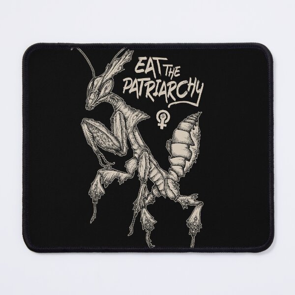 Item preview, Eat the Patriarchy Punk Ghost Mantis feminist ink illustration  designed and sold by RedFinchDesigns.