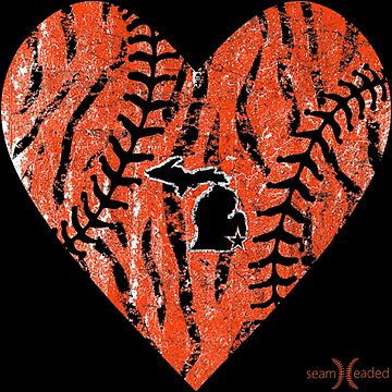 Womens Vintage Detroit Baseball Heart with Tiger Stripes Tank Top