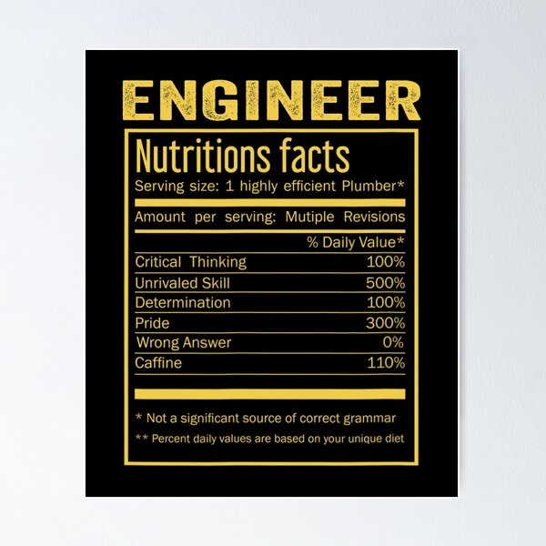 Item preview, Mens Womens engineer birthday Gifts Shirt,Cool engineer Funny Nutrition Facts Mens Womens Christmas Fathers Days Gift, engineer Nutrition Facts designed and sold by xlnv.