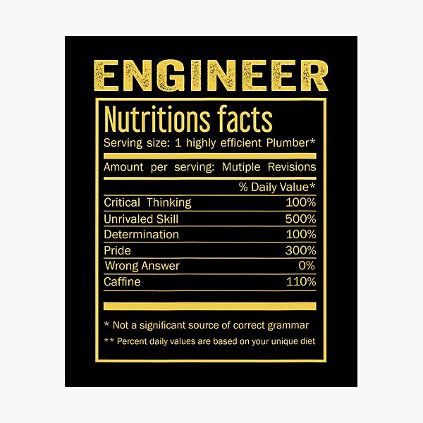 Item preview, Mens Womens engineer birthday Gifts Shirt,Cool engineer Funny Nutrition Facts Mens Womens Christmas Fathers Days Gift, engineer Nutrition Facts designed and sold by xlnv.
