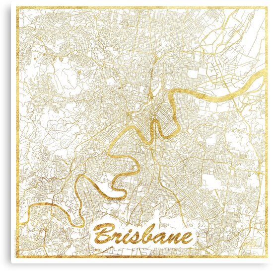 "Brisbane Map Gold" Canvas Print by HubertRoguski Redbubble
