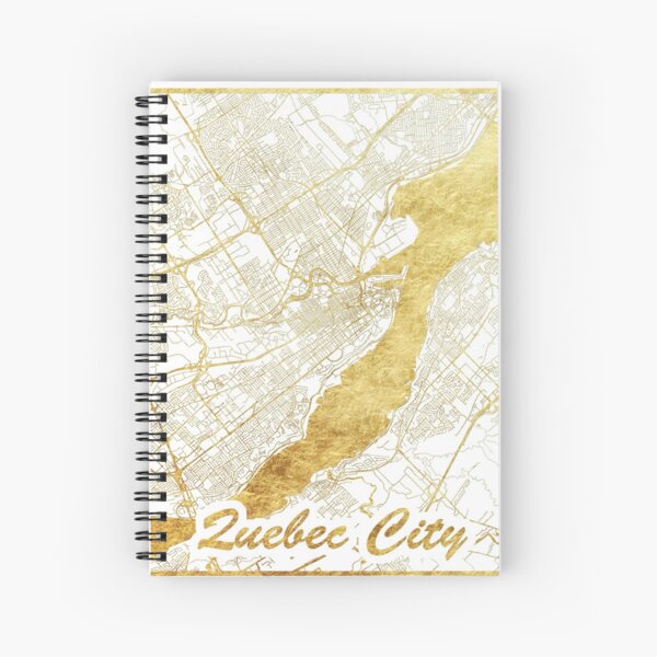 Quebec City Map Gold Spiral Notebook