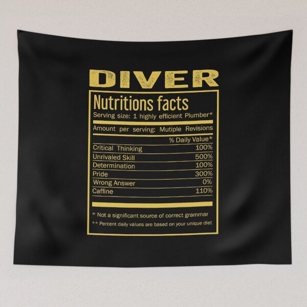 Item preview, Mens Womens diver birthday Gifts Shirt,Cool diver Funny Nutrition Facts Mens Womens Christmas Fathers Days Gift, diver Nutrition Facts designed and sold by xlnv.