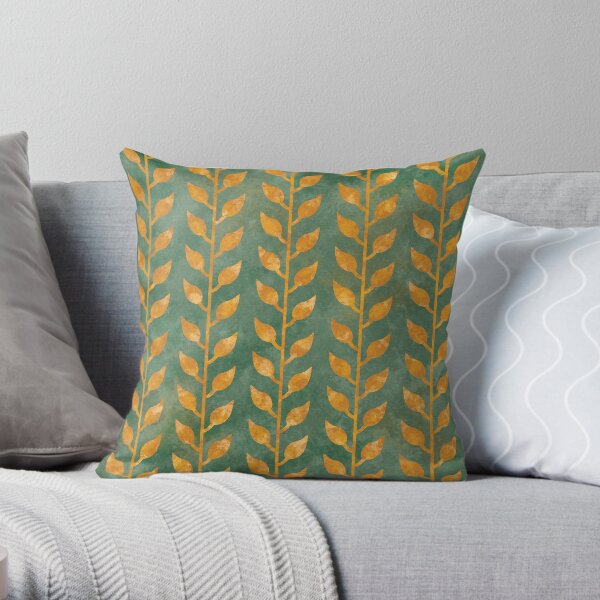 Autumn Leaves | Green & Yellow Throw Pillow