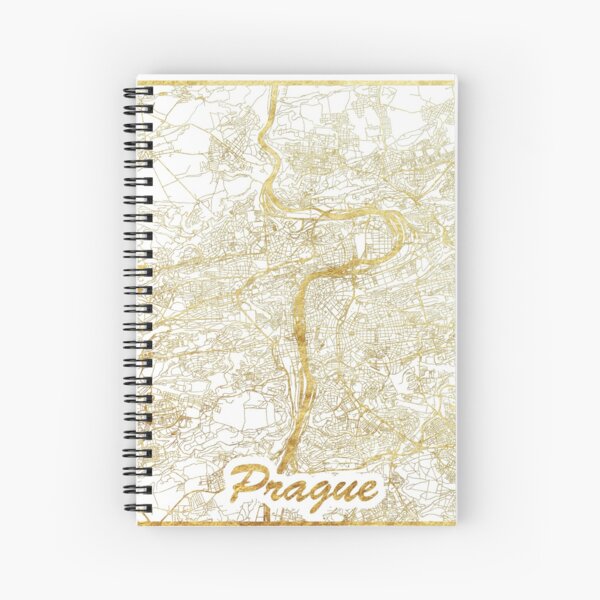Prague Map Gold Spiral Notebook