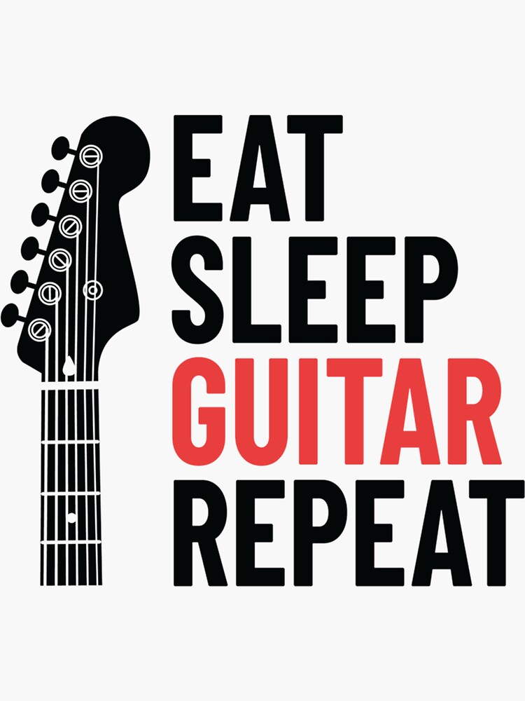 Eat Sleep Guitar Repeat Electric Guitar Headstock Light Theme Classic T Shirt Sticker For Sale 7774