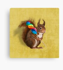 Squirrel with lollipop Canvas Print