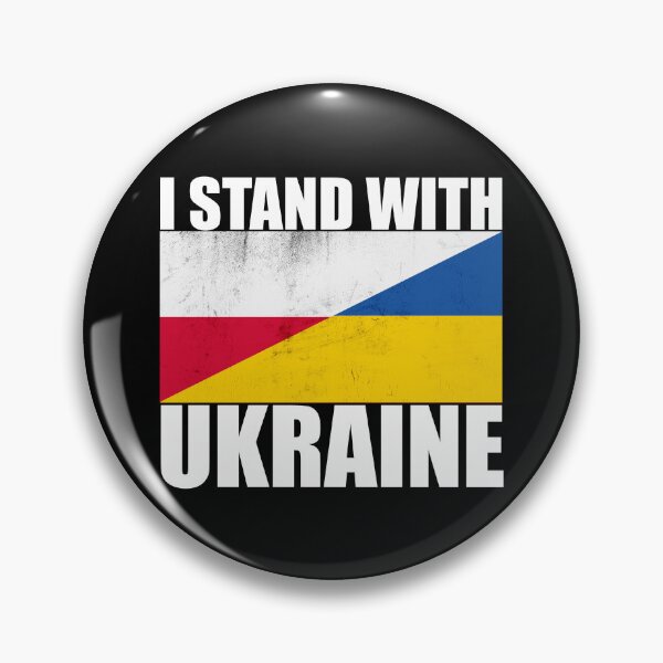 Item preview, Polish Stands With Ukraine - Vintage Flags and White Text designed and sold by ForUkraine2022.