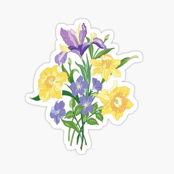 Item preview, Daffodils, Irises And Periwinkles Flowers designed and sold by danikaVT.