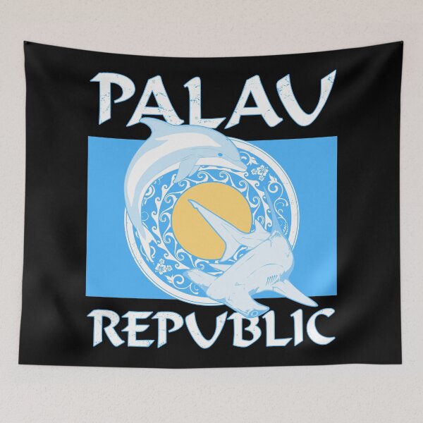 Item preview, Hammerhead shark and dolphin flag of Palau designed and sold by NicGrayGraphic.