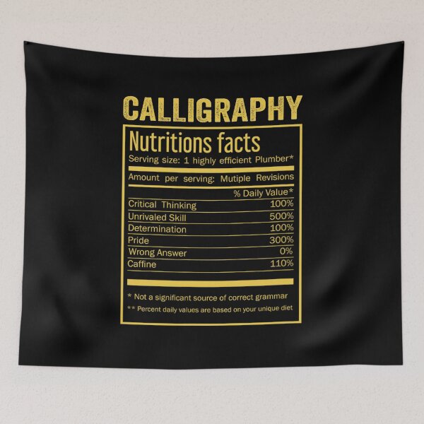 Item preview, Mens Womens calligraphy birthday Gifts Shirt,Cool calligraphy Funny Nutrition Facts Mens Womens Christmas Fathers Days Gift, calligraphy Nutrition Facts designed and sold by xlnv.